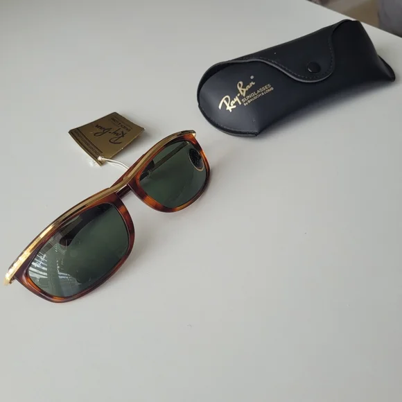 1980's Vintage Bausch & Lomb Ray Ban L1001 Tortoise Brown/Gold - Size 62mm - Picture 2 of 11